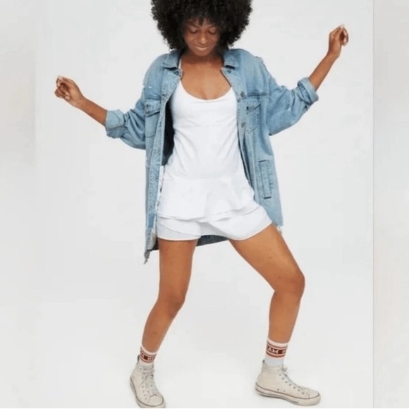 Aerie Offline Maggie White Ruffle Athletic Tennis Dress Built In Shorts Size S - Picture 1 of 5